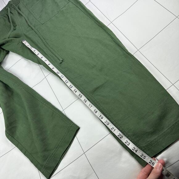 J. Crew Pants Womens Medium Green Seaside Linen Blend Casual Pockets Coastal - Picture 8 of 10
